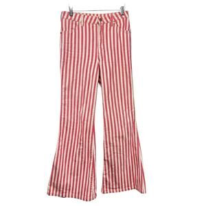 Wrangler Wanderer 622 Stripped Flare W Size 28 x 31 Red White Jeans High Rise